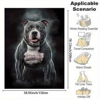 Black Muscle Pitbull Pattern Flannel Throw Blanket - Digital Print Soft High-Quality Polyester Non-Pilling 75cmx90cm
