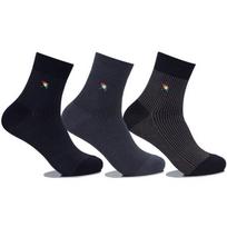 Arnold Palmer Men's Dress Socks 3 Pairs Gentlemen's Vertical 3D Stripe HM003 Short & Long HM003_Short-neck 3 Pairs (Mixed Colors)