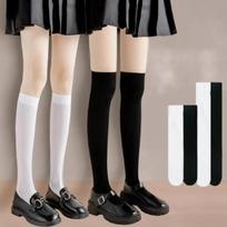 Knee-high socks, spandex velvet, plain stockings for girls Black/42cm