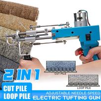 110V-240V 2 IN 1 Cut Pile & Loop Pile Adjustable Speed Pile Hand Weaving Flocking Machine US Plug Electric Carpet Tufting Gun