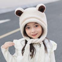 Kids Winter Knit Hat With Cute Frog Design And Soft Acrylic Material For Outdoor Play smėlis