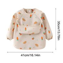 Baby Smock Bib Soft Full Sleeve Adjustable Weaning Smock Full Sleeve Toddler Eating Shirt Bibs for 6-36 Months Kids Girls Boys