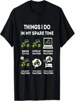6 Things I Do In My Spare Time Tractor Funny Farmers Gift T-Shirt S įvairiaspalvis