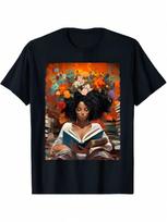 History Educated Reading Book Queen Afro unisex T-Shirt_1 S įvairiaspalvis