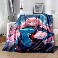 3D Cartoon Zero Two 002 Hiro Sexy Girl DARLING in The FRANXX Flannel Blanket,Soft Throw Blanket for Home Bedroom Bed Sofa Cover 75x90cm