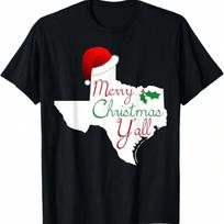 Texas Christmas Shirt - Merry Christmas Y'all Texas XMas Tee T-Shirt S įvairiaspalvis