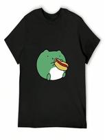 Frog Eating Hotdog T-Shirt Quick Drying Croswit Shirt Man Funny Costumes Rapper Graphic Tees Oversized T Shirt unisex S įvairiaspalvis