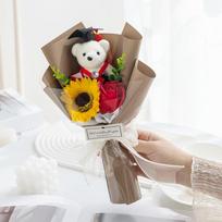 Cartoon Sunflower Graduation Bouquet Bouquet Decoration Graduation Lovely Bear Bouquet Animal Bouquet Graduation Ceremony raudona
