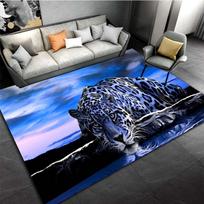 Animal Leopard Blue Area Rug, Non-Slip Mat, Living Room Decor, Home & Room Decoration 50x80cm