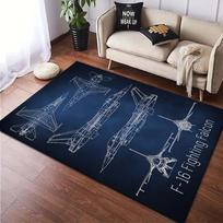Falcons Fighter Jet Pattern Area Rug - Soft Crystal Velvet, for Living Room, Bedroom, Outdoor, Patio, or Home Decor 50x80cm