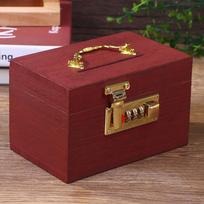 Wooden Box Password Lock Money Saving Coin Box Piggy Bank Organizer With Lock Treasure Box For Cards Dollars Cents Kids Gifts one size