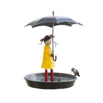 Umbrella Girl Bird Feeder Outdoor Decorative Hummingbird Feeder And Bird Bath Hanging Metal Platform Seeds Tray for Courtyard Balcony Garden 1pc