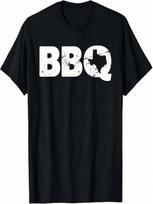 Texas BBQ Novelty Texas Barbecue And Map Vintage BBQ T-Shirt S įvairiaspalvis