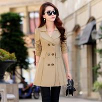 Windbreaker Large Size Woolen Coat Spring and Autumn Large Size Woman's Clothing Long Sleeves XXXL