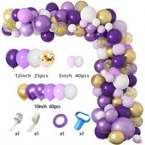 129 vnt./komplektas Latekso netaisyklingos balionų grandinėlės rinkinys 5 colių 10 colių 12 colių metalo purpurinės temos gimtadienis Purple balloon set 129pcs