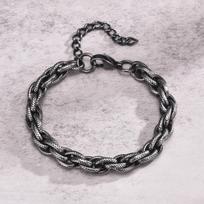 Vnox Hiphop 8mm Handmade Link Chain Bracelets for Men Teens Boys, Vintage Stainless Steel Interlocked Chain Punk Wristband