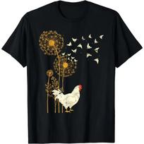 Farmer Poultry Bird Flower Farm Animal Dandelion Chicken T-Shirt Funny Men Women Tee Ropa Mujer Clothes Custom Printed TShirts S juoda