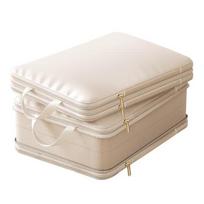 Compression Clothing Clothes Organizer Satin Self Compression Bag Zippered Space Saving Storage Bag for Blankets Jackets S smėlis