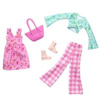 Barbie Fashion Flower Dress and Pants Style Doll Doll Clothes Accessories Set for Ages 3 and HRH43 2-Pack Set, Dress-Up & House, & Up, Pink,