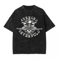 Avenged Sevenfold Rock Washed Marškinėliai Streetwear Hip Hop Vintažiniai Marškinėliai Tee Shirt Vyrams Moterims Trumpomis Rankovėmis Spausdinti L gray