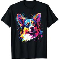 Watercolor Colorful Cardigan Welsh Corgi Dog T-Shirt S juoda