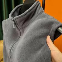 Men's Fall Loose Simple Shaker Vest Sleeveless Collar Zipper Warm Jacket M