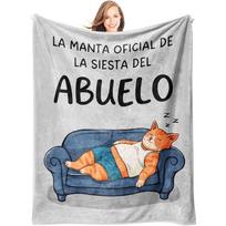 La Manta Oficial De La Siesta Del Abuelo Blanket - Funny Cat Grandpa Siesta Design for Grandfather Gifts & Cozy Naps 80x120cm(31x47inch)