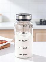 High Borosilicate Glass Spice Jar with Stainless Steel Lid for Kitchen Seasoning Storage Container with Measurement Markings for Salt Pepper Sugar One Size balta