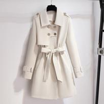 Windbreaker Jacket Women's Small Spring and Autumn Temperament Waist Mid-length British Style Coat XS balta