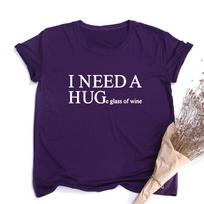 I Need A Huge Glass Of Wine Funny T Shirts Women Printed Camiseta Mujer Short Sleeve XL