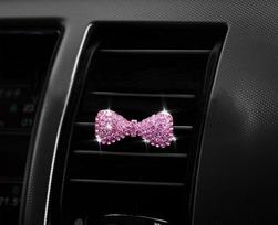 Color drill bowknot Style car air freshener perfume bottle diffuser in the auto Air conditioner outlet vent air Perfume clip rožinė