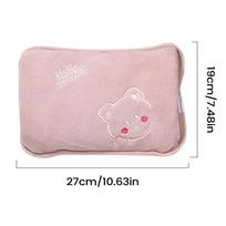 Rechargeable Hot Water Bag Leak-Proof Hand Warmer Hot Water Bottle with Soft Cover for Period Cramps Muscles Neck Legs Waist šviesios kavos spalvos
