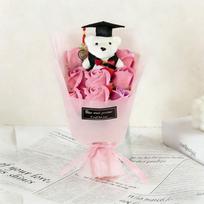Lovely Bow Tie Bear Bear Graduation Bouquet Bear Animal Multifunctional Simulation Flower Bouquet Cartoon Bouquet Decoration