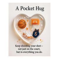 1Pcs Sports Basketball Pocket Heart Shaped Pocket Hug Sport-Themed Emotional Collection Gift with Inspiration Card for Friends