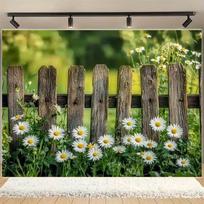 2D Countryside Garden with Daisy Flowers Backdrop Photography Background Banner 47.2x31.5inch/120*80cm