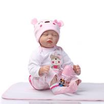 40/55 cm Cute Sleeping Reborn Baby Doll for Girl Boy Soft Cloth Body Rebirth Doll Handmade Implanted Mohair Simulation Dolls Like Real Kids Xmas Gifts 40cm rožinė