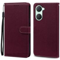 For Vivo Y18 Case Leather Wallet Flip Phone Case For Vivo Y18 VivoY18 Y 18 Cover For Vivo Y18 Case Cover Fundas Shell For Vivo Y18 vyno raudonos spalvos