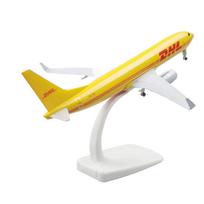 1/400 20cm DHL B737 oro linijų modeliniai lėktuvai, lydinio medžiaga, aviacijos figūrėlės kolekcija, lėktuvo miniatiūriniai daiktai su ratukais, dovana geltona