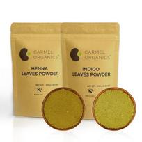 CARMEL ORGANICS Hair Color Henna & Indigo Leaves Powder Combo (100gm Each) | No Added Preservative  |  Made By Pure And Natural Dried Leaves 200GM