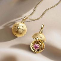 Fashionable retro style clover heart frog opening and closing circular women's necklace trend 45cm