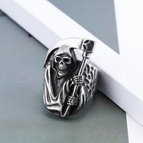 Personalizuotas Retro žiedas Šienapjovės Kaukolės Žiedas Vyriškas Žiedas Personalizuotas Dominuojantis Žiedas No. 9 white