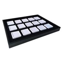 Pack Of 15 3Cm Square Plastic Jewelry Storage Boxes With Clear Lids And PU Lining For Gems And Beads