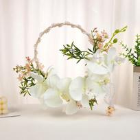 Rankų darbo vestuvių nuotakos puokštė Phalaenopsis orchidėja Perlai Europos stiliaus nuotakos puokštė Vestuvių nuotraukų rekvizitai white