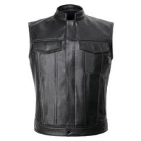 Classical Men Stand Collar Motorcycle Biker Vest Male Stylish Clothing Autumn Winter Men's Faux Leather Waistcoat S juoda