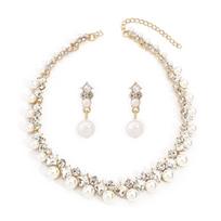 Multi-layer Pearl Necklace Elegant Rhinestone Choker Graceful Pearl Dangle Earrings  Gift auksas