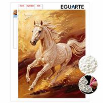 Majestic Horse Pearl Kit 5D DIY Rhinestone Art Craft for Home Desktop Decoration Relaxing Handmade Gift 30x40cm beige