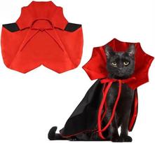 Halloween Cat Vampire Cloak Costume Adjustable Pet Cape Pet Accessories Cowl Outfit Decor for Small to Medium Dogs And Cats raudona