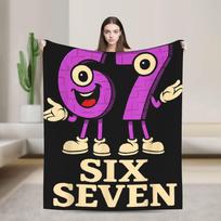 67 Six Seven 6-7 Italian Brainrot Gaming Meme Squad Warm Soft Blankets Boys Plush Bedding Throws Living Room Flannel Bedspread 75x90cm