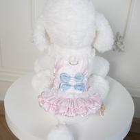 Fashion Lovely Korean Sweet Dog Princess Dress Bow Knot Romantic Pet Lace Dress Lace Strap Comfortable Dog Puff Skirt Party (Pink,XS) rožinė