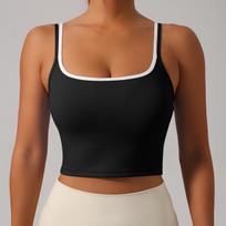 Seamless Colorblock Strappy Backless Yoga Tank - Nude Feel Women's Close-Fitting Outerwear Large juoda